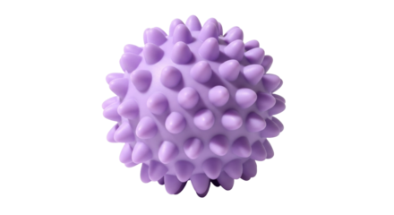 Isolated lilac massage ball with spikes for muscle pain relief or physical therapy aid