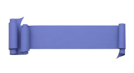Isolated decorative scroll, blue banner with rolled edges, message or name ribbon element