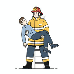 Firefighter carrying an injured person to safety during an emergency rescue operation