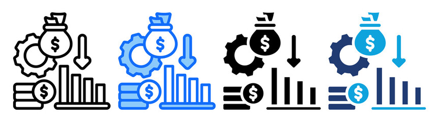 Cost Reduction icon Multi Style Vector Illustration