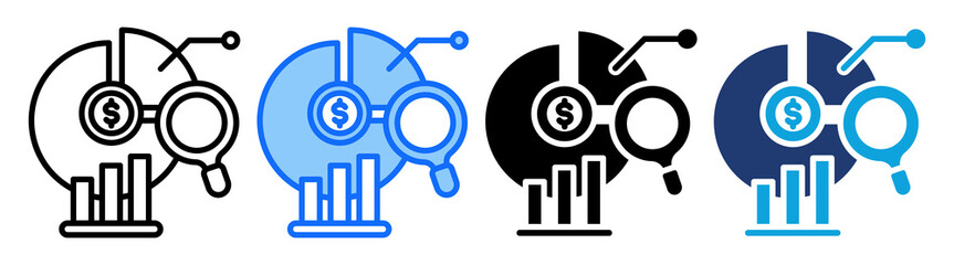 Market Analysis icon Multi Style Vector Illustration