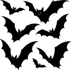 Naklejka premium set bats for horror party, halloween bats colection.