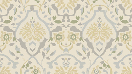 Vintage damask floral pattern in muted pastel colors wallpaper.
