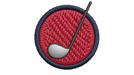 Knitted Embroidery Golf Logo – Circular Emblem, Transparent Background