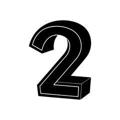 3d Number Two Blue Glass