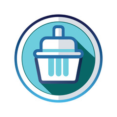 Modern minimalist circular icon representing a shopping basket or cart for e-commerce online retail and digital store concepts clean modern design