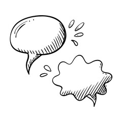 Speech bubble hand drawn set. Hand drawn comic doodle style