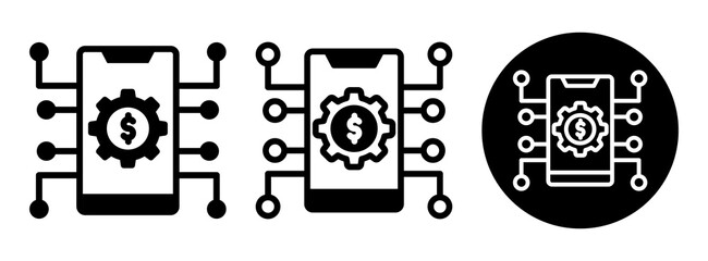 Financial Technology Icon Collection Glyph & Mixed Style