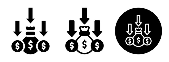 Budget Deficit Icon Collection Glyph & Mixed Style