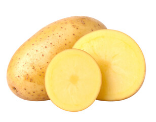 Boiled and Raw Potato Duo, isolated on transparent background