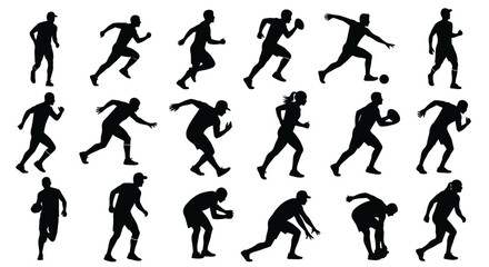 Dynamic silhouettes of athletes in action, perfect for sports branding and fitness campepsgns, conveying energy, motion, and determination in every stride