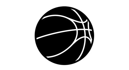 Dynamic black basketball with clean white lines for a modern sports design, perfect for team logos or athletic branding across digital platforms