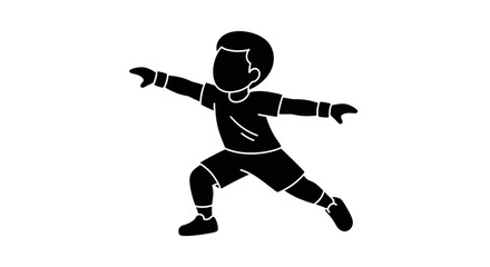 Active young boy in dynamic pose, ready for action, showing strength and determination in a modern, minimalist style, perfect for sports and youth concepts