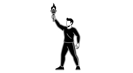 Passionate man holding a torch high, igniting inspiration and hope, embodying strength, resilience, and leadership during challenging times