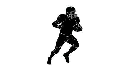 Powerful silhouette of football player running with the ball, perfect for sports branding or athletic team designs, inspiring energy and determination