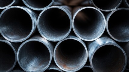 Stack of multiple metal pipes stacked on top of each other. the pipes are of different sizes and shapes, with some being round and others being cylindrical.