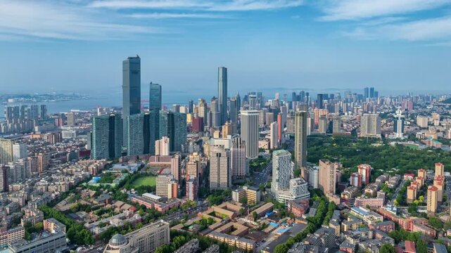 Drone photography of Dalian cityscape central area