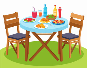 Obraz premium Picnic table with food and drinks outdoor gathering summer meal high quality professional