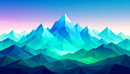Low-poly geometric mountain range in gradient tones, modern abstract design