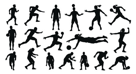 Dynamic silhouettes of athletes in action, perfect for sports branding, fitness promotions, and team spirit visuals with energy