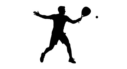 Dynamic silhouette of tennis player in action, poised to serve the ball with powerful athletic movement