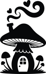Mushroom House Silhouette