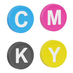 3D CMYK Color Model Icons for Printing and Graphic Design