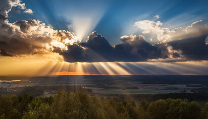 Radiant Sun Rays Through Clouds
