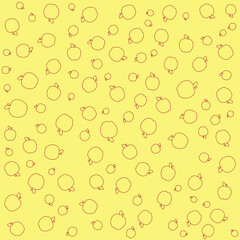 This is a vector graphic pattern featuring a dense, random scattering of stylized red apples 