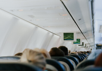 View of the electronic display on an airplane.
