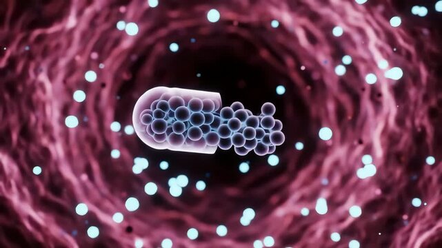 antibiotic capsules dissolving in the stomach