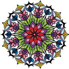 Foral Mandola Pattern Style Flowers Gentle. Hand-drawing Seamless Pattern Design Background.Geometry Seamless Pattern Ethnic Indian Asia Ornament Flowers,Flower Colorful.