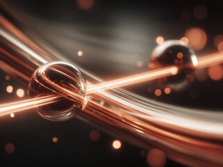 Quantum entanglement is conceptually represented by two interconnected particles and their dynamic interaction