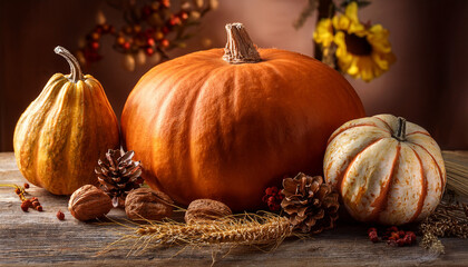 Autumn Still Life With Pumpkin