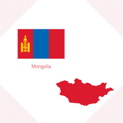 Mongolia flag and map vector illustration