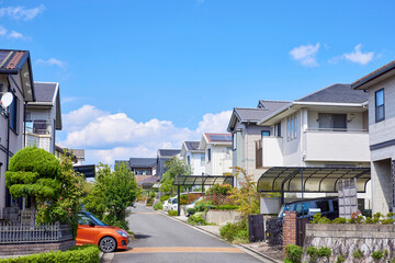 住宅地,家,住宅,青空,日本,