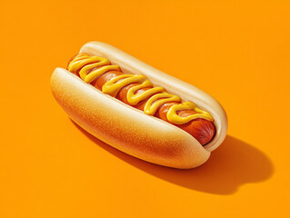 hot dog with mustard ketchup on white background