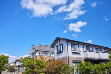 住宅地,家,住宅,青空,日本,