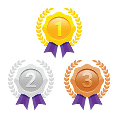 Gradient Shiny First Second Third Place Medal Reward Achievement Icon
