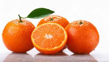 Fresh Mandarins Vibrant In Color With Water Droplets Isolated On Transparent Background