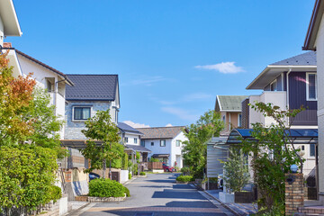 住宅地,家,住宅,青空,日本,