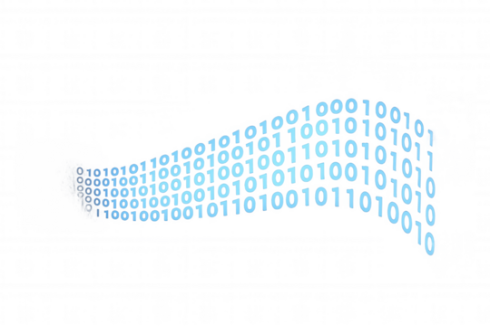 Binary code stream flowing in a digital wave, representing data communication, information transfer, and modern technology - Powered by Adobe