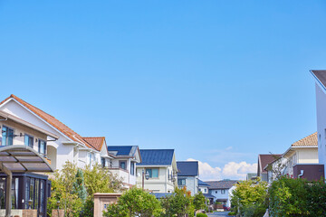 住宅地,家,住宅,青空,日本,