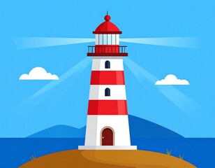 Coastal Lighthouse Guiding Light.