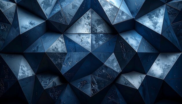Abstract geometric backdrop of dark blue triangles