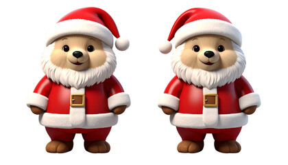 Fototapeta premium Bear in Santa costume isolated on transparent background