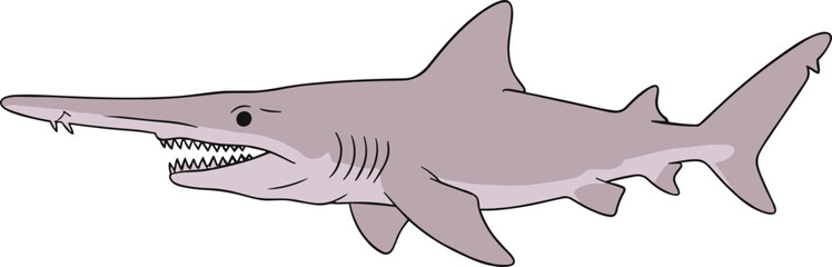 Fototapeta premium Cartoonish Goblin Shark Illustration with Unique Snout Marine Creature