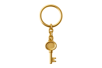 Shiny Golden Key and Ring Keychain, Success Symbol