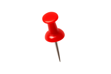 Single Red Push Pin or Thumb Tack, Office Supply, Stationery, Isolated Reminder Element