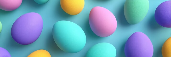 Pastel pink, blue, and yellow spheres, vibrantly colored and playfully scattered with decorative white sprinkles, create a cheerful abstract design against a textured blue and pink background